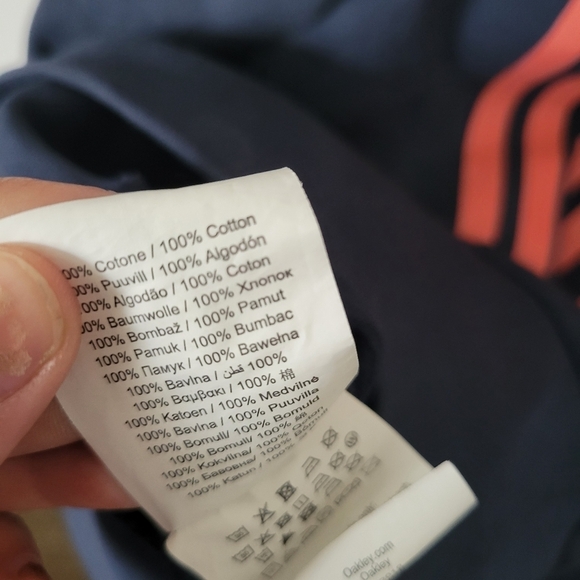 Oakley Men's Large Navy Blue Jacket Full Zip Hooded Long Sleeves Orange Logo - Picture 6 of 6